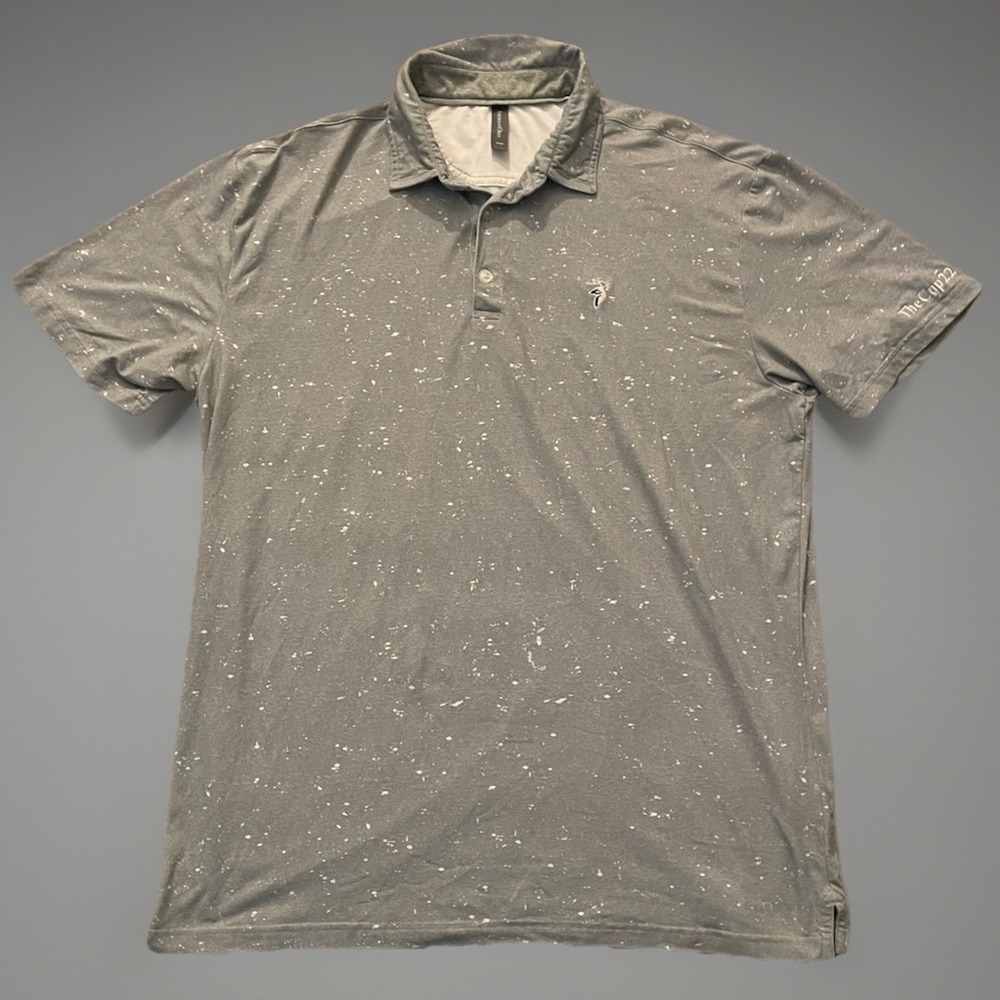 Anderson Ord Short Sleeve Polo Shirt Embroidered Logo Gray Splatter Large JBHS